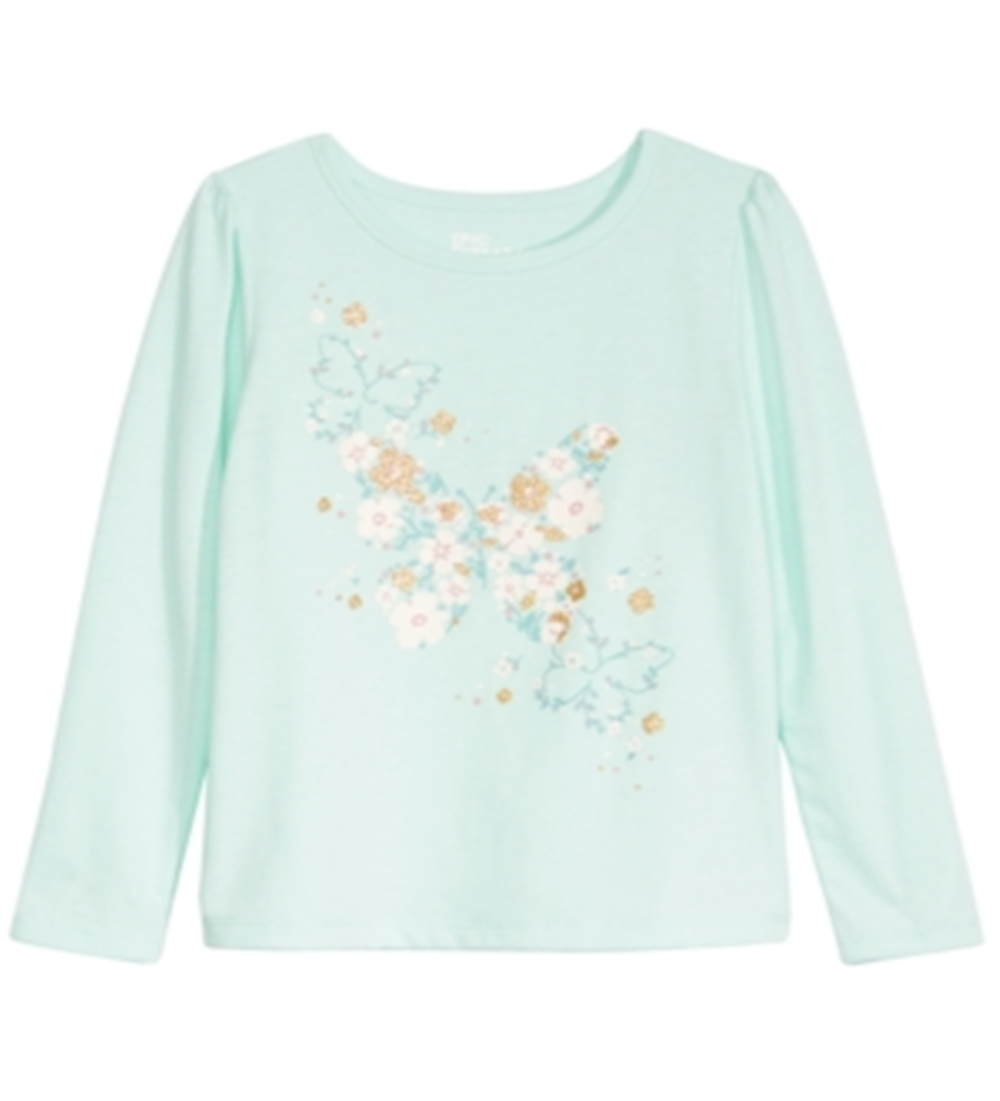 Camiseta infantil com estampa de borboleta e flor da Epic Threads, tamanho 6, azul