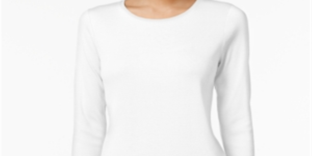 Camiseta feminina Charter Club de algodão Pima, branca, tamanho PSM