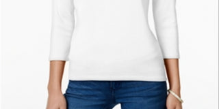 Camiseta feminina Charter Club de algodão Pima, branca, tamanho PSM