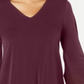 Blusa feminina Alfani com bainha pontuda e acabamento em chiffon, cor vinho, tamanho pequeno P