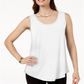JM Collection Regata feminina com decote redondo, branca, tamanho pequeno