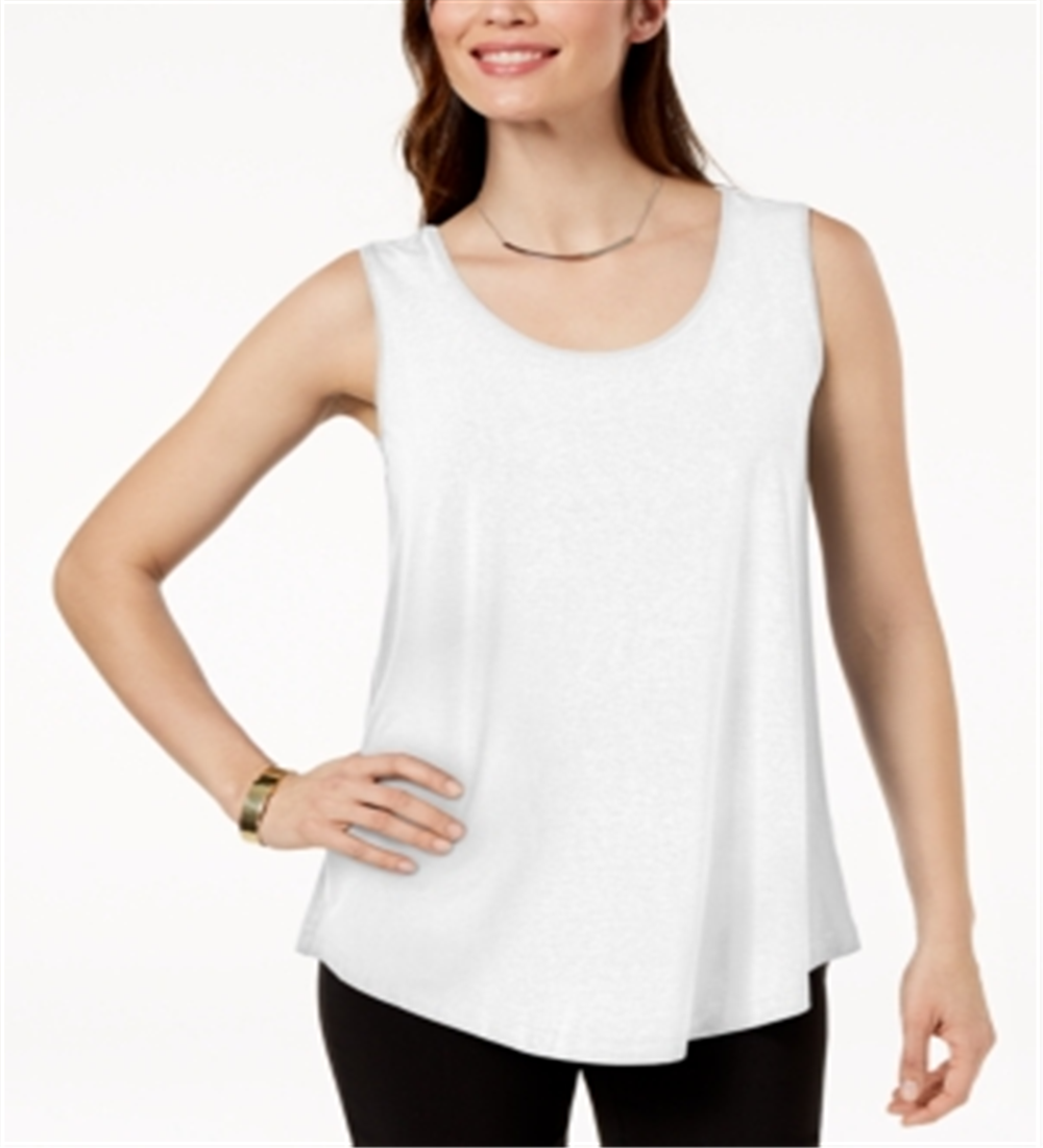 JM Collection Regata feminina com decote redondo, branca, tamanho pequeno