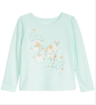 Camiseta infantil feminina com estampa de borboleta e flor, da Epic Threads, azul, tamanho 4T