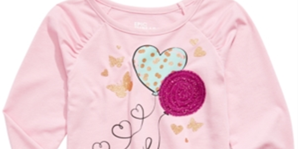 Camiseta infantil feminina com estampa de borboleta e balão, da Epic Threads, rosa, tamanho 4T