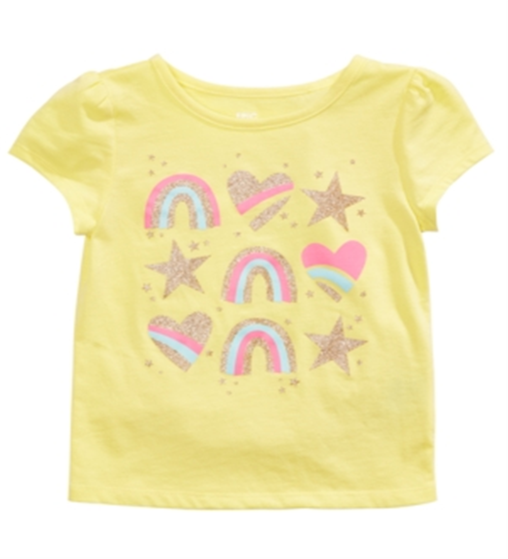 Camiseta infantil Epic Threads com estampa de arco-íris e estrelas, tamanho 6X, amarela