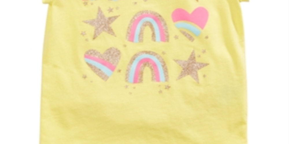 Camiseta infantil Epic Threads com estampa de arco-íris e estrelas, tamanho 6X, amarela