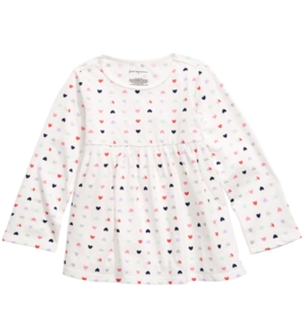 Túnica de algodão com estampa de coração para meninas First Impressions, tamanho 2T, branca