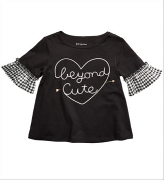Primeiras impressões - Blusa infantil de algodão Beyond Cute para meninas, preta, tamanho 3T