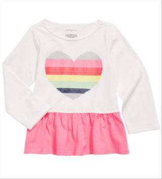 First Impressions Toddler Girl's Cotton Rainbow Heart Peplum T-Shirt White Size 4T