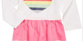 First Impressions Toddler Girl's Cotton Rainbow Heart Peplum T-Shirt White Size 4T
