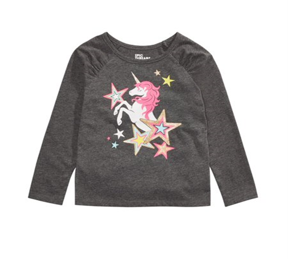 Camiseta infantil feminina Epic Threads Unicórnio Estrela Cinza Tamanho 3T