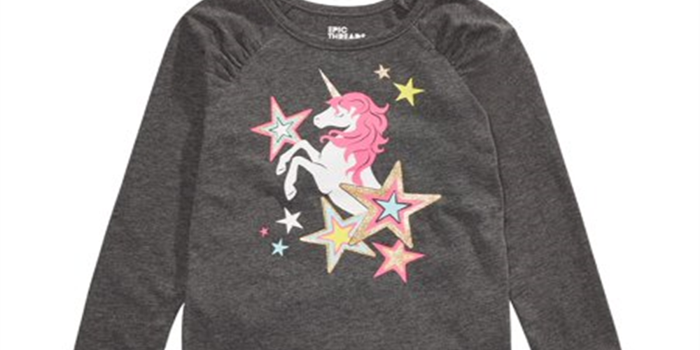 Camiseta infantil feminina Epic Threads Unicórnio Estrela Cinza Tamanho 3T