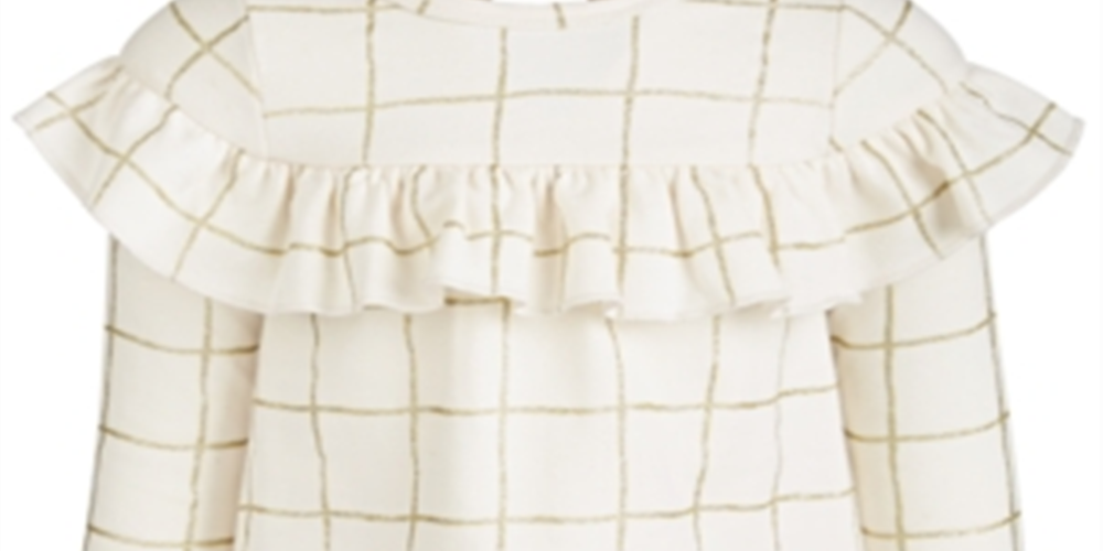 Vestido infantil com estampa xadrez e glitter First Impressions, branco, tamanho 24 meses