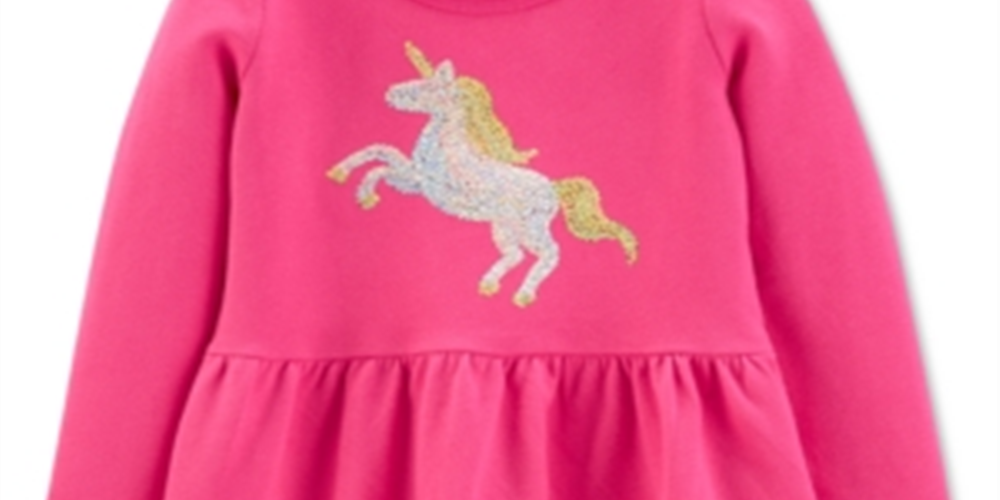 Vestido de unicórnio com lantejoulas Carter's para meninas, tamanho rosa, tamanho 4T