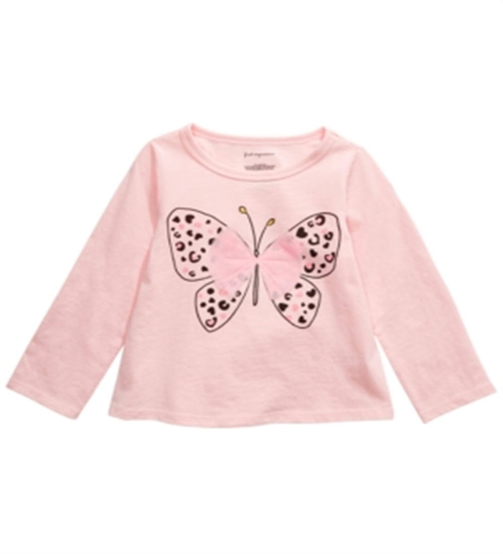 Camiseta infantil de algodão com borboleta First Impressions para meninas, tamanho 4T, rosa