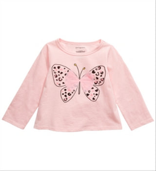 Camiseta infantil de algodão com borboleta First Impressions para meninas, tamanho 4T, rosa