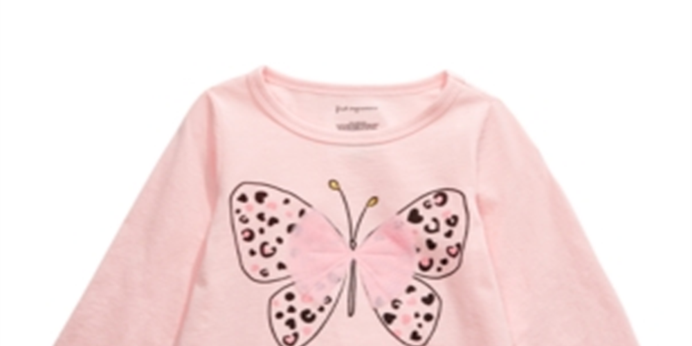 Camiseta infantil de algodão com borboleta First Impressions para meninas, tamanho 4T, rosa