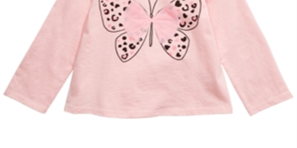 Camiseta infantil de algodão com borboleta First Impressions para meninas, tamanho 4T, rosa