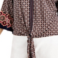 Blusa feminina com estampa abstrata e amarração frontal, azul, tamanho pequeno, da coleção JM