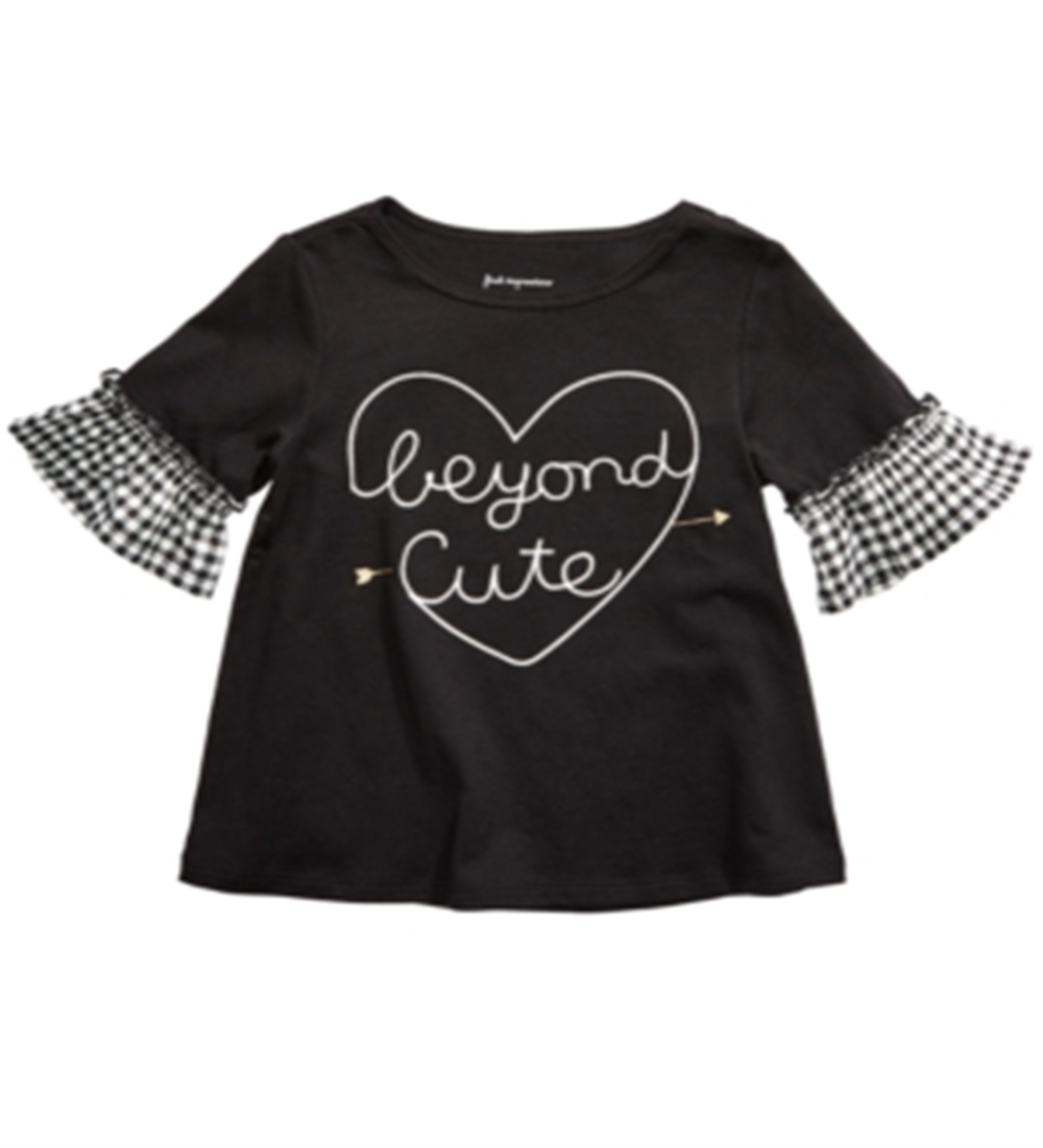 Primeiras impressões - Blusa infantil de algodão Beyond Cute para meninas, preta, tamanho 4T