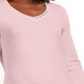 Karen Scott Blusa de algodão com decote em V e ilhós, feminina, rosa, tamanho X-S