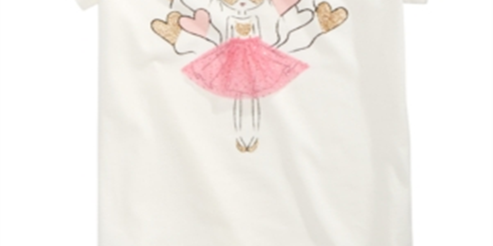 Camiseta infantil feminina Epic Threads com glitter e balões em formato de coração, branca, tamanho 4T