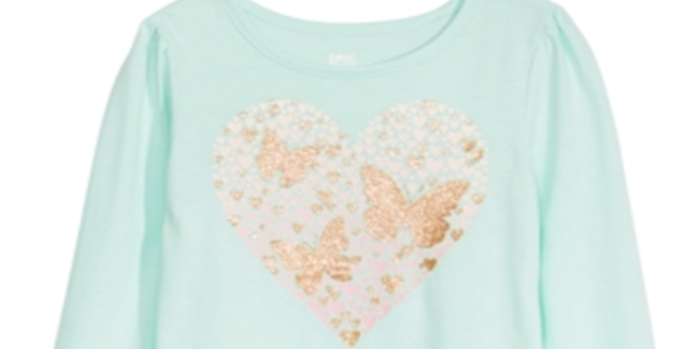 Camiseta infantil feminina Epic Threads com estampa de borboletas e coração, azul, tamanho 3T