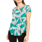 Camiseta feminina Alfani estampada com bainha redonda, verde, tamanho pequeno pequeno