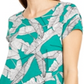 Camiseta feminina Alfani estampada com bainha redonda, verde, tamanho pequeno pequeno