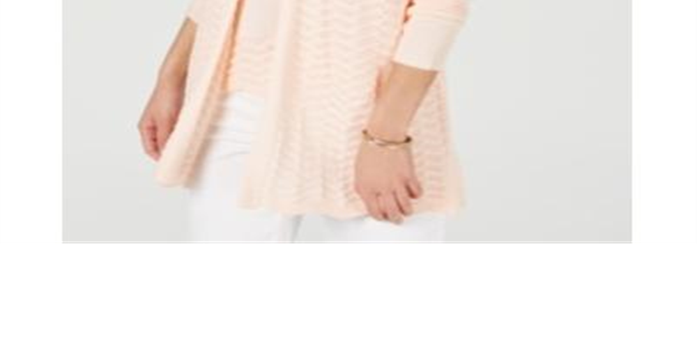 Cardigan texturizado em zigue-zague feminino Charter Club, tamanho salmão, tamanho extragrande