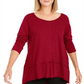 Estilo &amp; Co Feminino com Costura Alta e Baixa, Vermelho, Tamanho Pequeno M