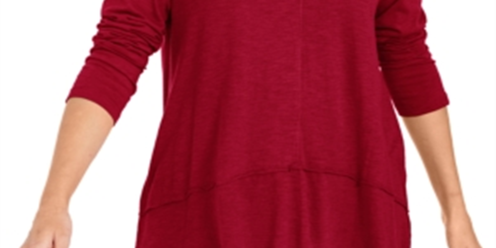 Estilo &amp; Co Feminino com Costura Alta e Baixa, Vermelho, Tamanho Pequeno M