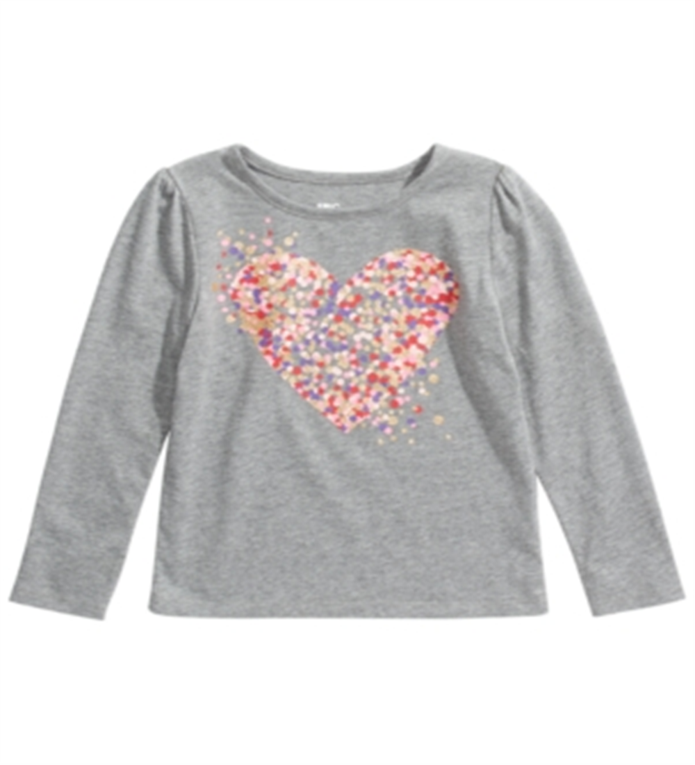 Camiseta infantil feminina Epic Threads com estampa de coração, cinza, tamanho 2T
