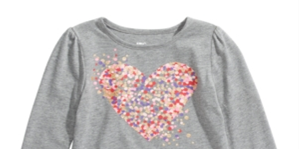 Camiseta infantil feminina Epic Threads com estampa de coração, cinza, tamanho 2T