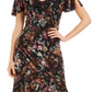 Vestido longo de veludo com estampa floral feminino INC International Concepts, preto, tamanho 16