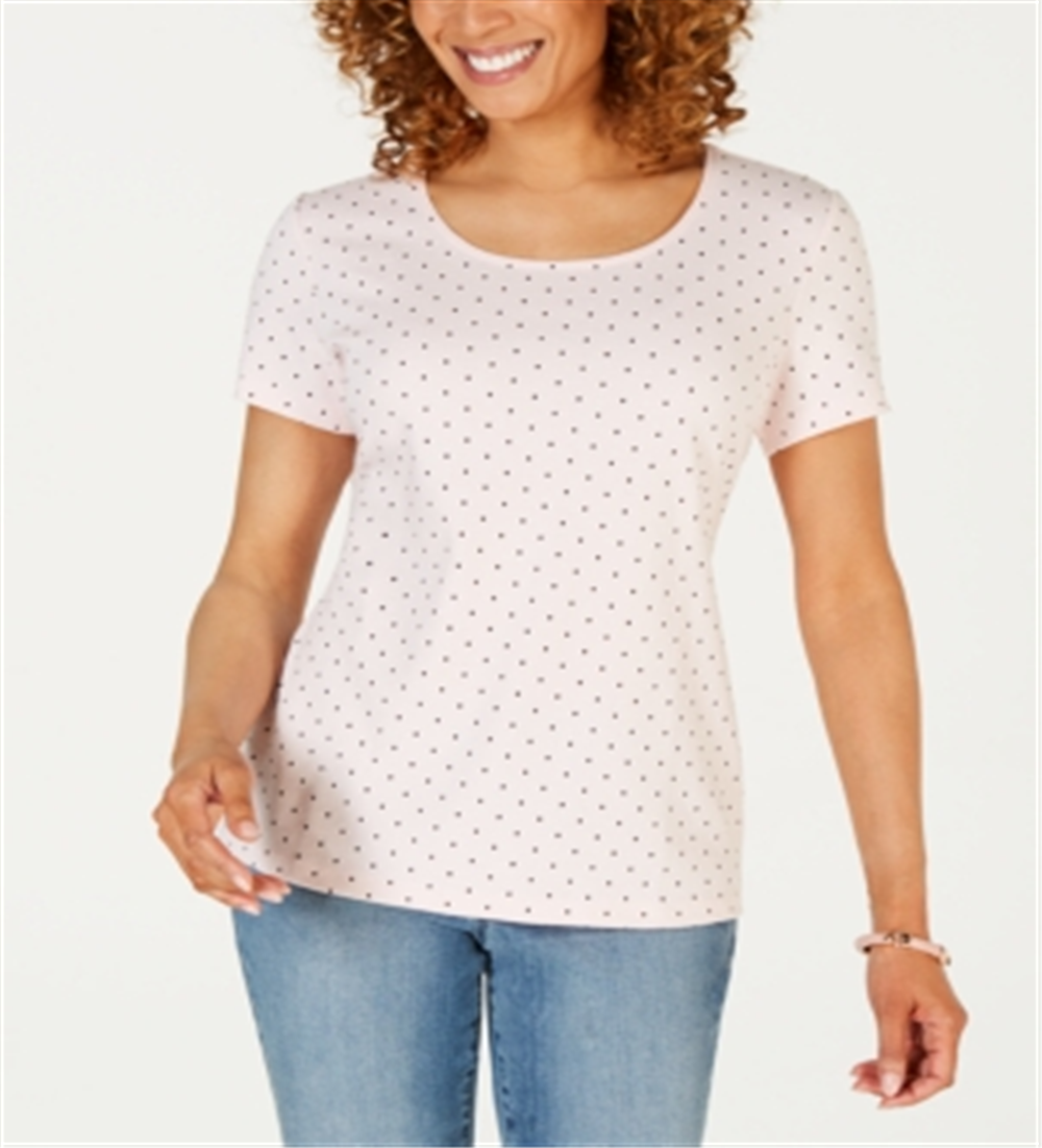 Camiseta feminina Karen Scott com decote redondo, rosa, tamanho pequeno