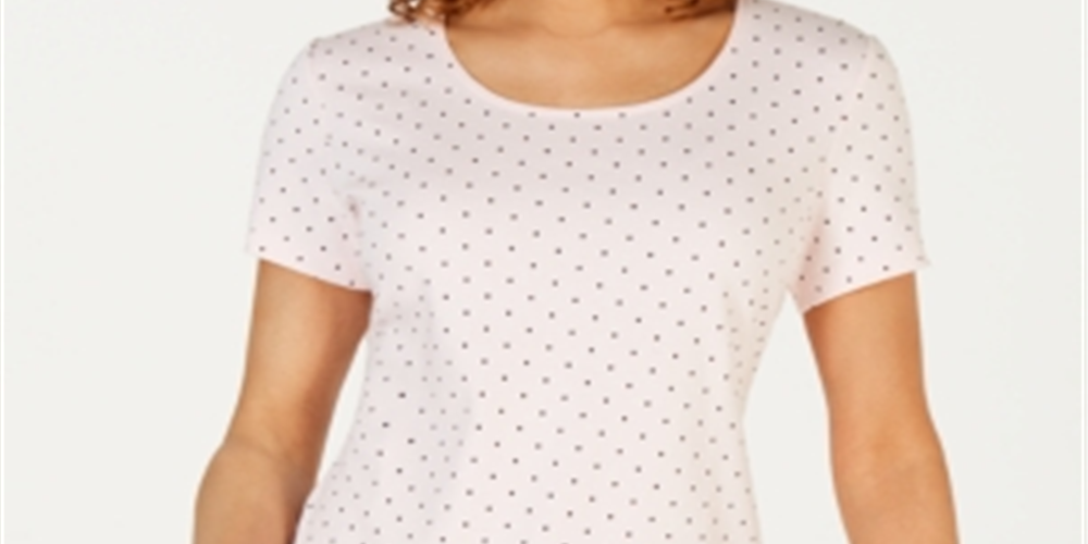 Camiseta feminina Karen Scott com decote redondo, rosa, tamanho pequeno