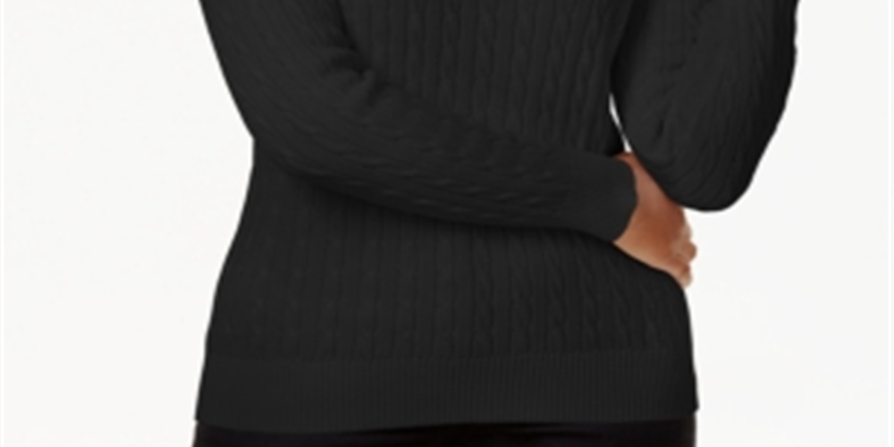 Karen Scott Suéter Feminino Manga Longa Canelada Gola Redonda Preto Tamanho Pequeno