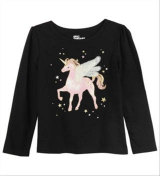 Camiseta infantil feminina Epic Threads com estampa de unicórnio alado, preta, tamanho 4T