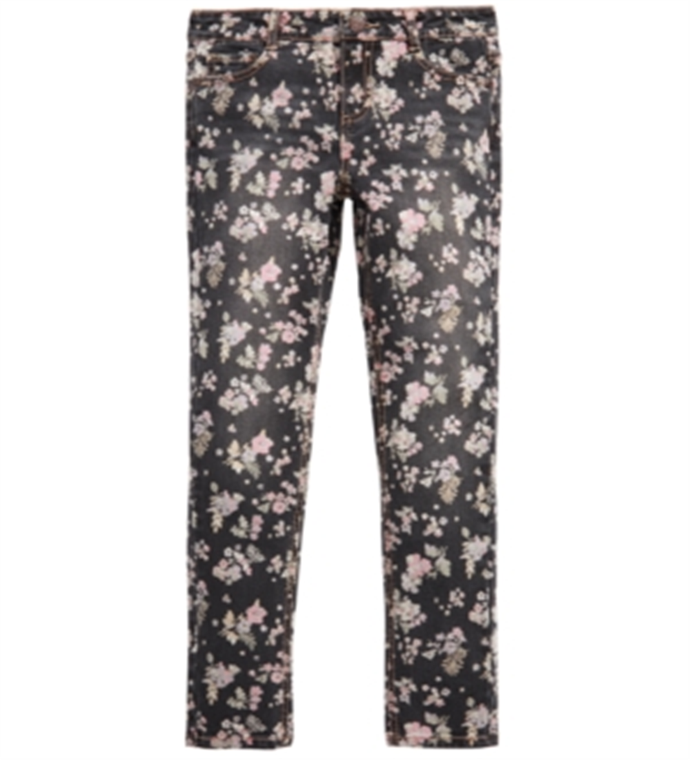 Calça jeans skinny com estampa floral para meninas grandes da Epic Threads, preta, tamanho 10