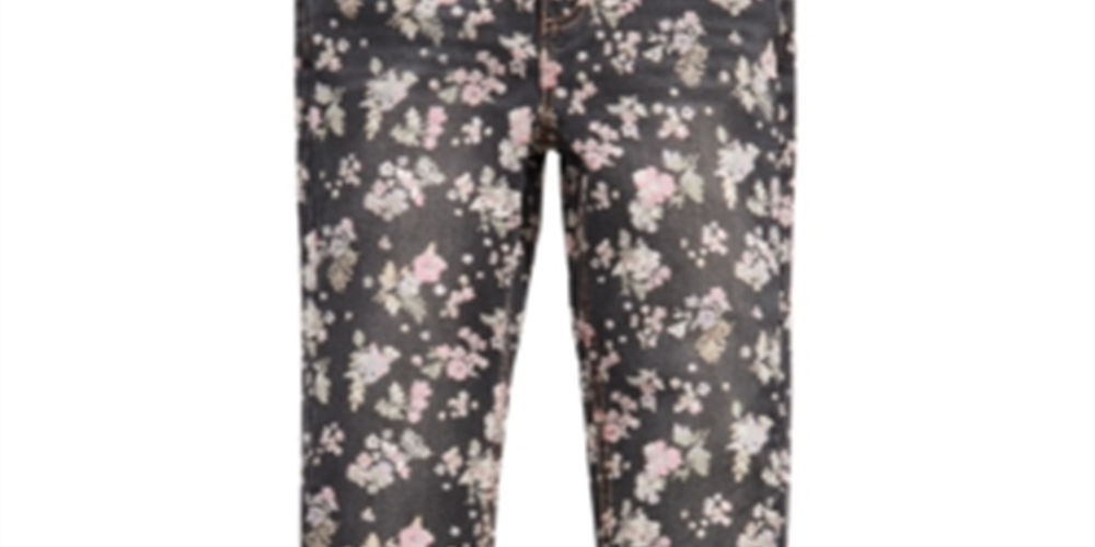 Calça jeans skinny com estampa floral para meninas grandes da Epic Threads, preta, tamanho 12