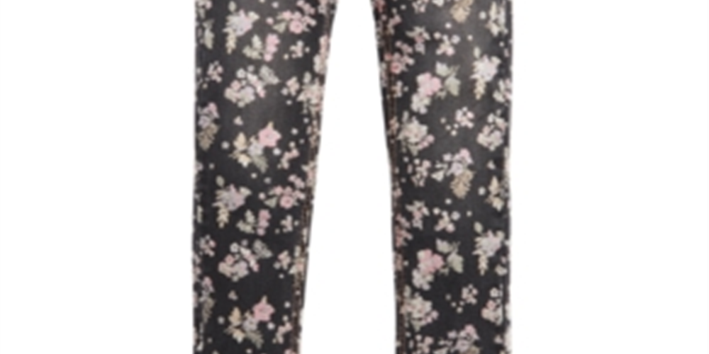 Calça jeans skinny com estampa floral para meninas grandes da Epic Threads, preta, tamanho 12