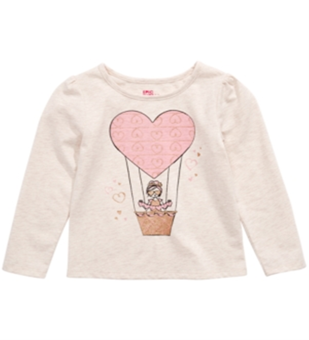 Camiseta infantil feminina Epic Threads com estampa de balão de ar e coração, tamanho 4T, branca
