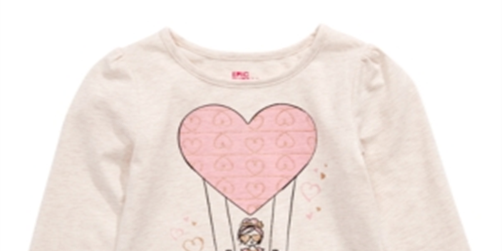 Camiseta infantil feminina Epic Threads com estampa de balão de ar e coração, tamanho 4T, branca