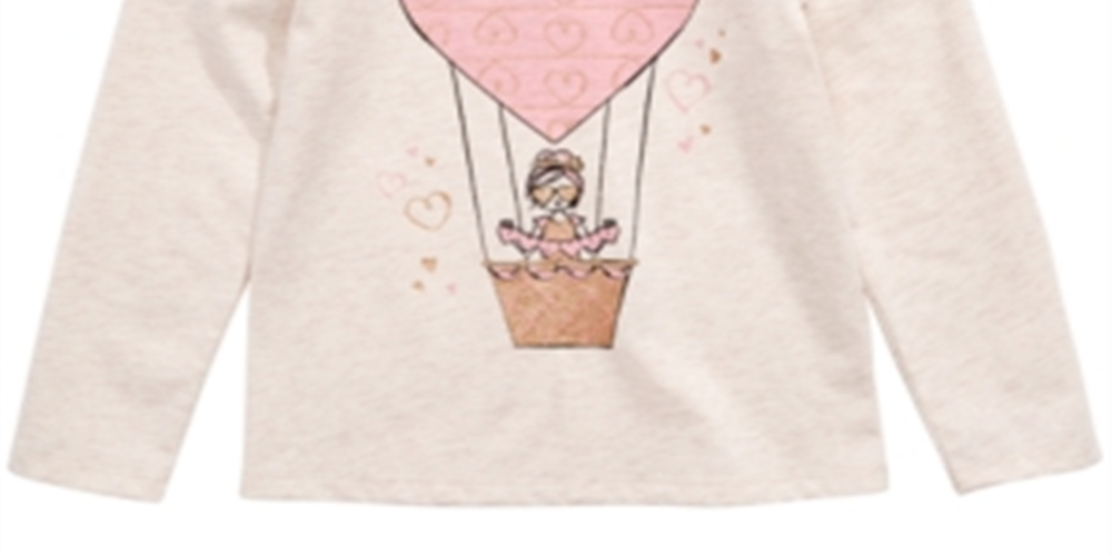 Camiseta infantil feminina Epic Threads com estampa de balão de ar e coração, tamanho 4T, branca