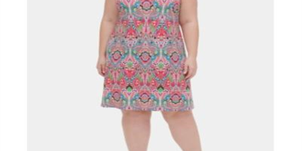 Vestido Aline estampado plus size feminino Tommy Hilfiger vermelho tamanho 18W