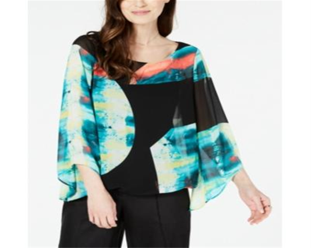 Blusa Alfani Feminina Estampada Abstrata Preta Tamanho Pequeno Médio