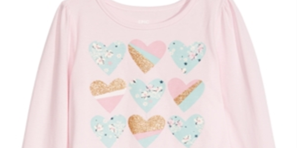 Camiseta infantil feminina com estampa de coração da Epic Threads, rosa, tamanho 2T