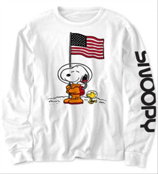 Camiseta infantil masculina Snoopy in Space Peanuts, tamanho 3, branca