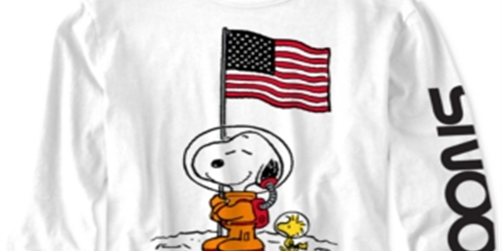 Camiseta infantil masculina Snoopy in Space Peanuts, tamanho 3, branca